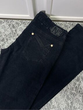 n°267 Made In Italy Low Rise Distressed Black Denim Jeans Womens Size 34 Tall